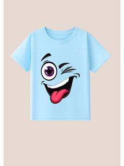 BLUSHES - Cotton Knit Crazy Boy Printed T-Shirt Blue