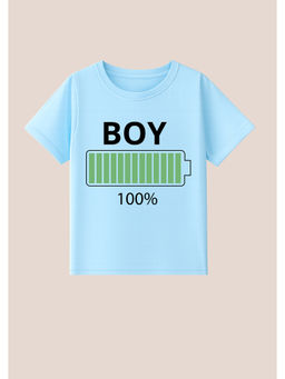 BLUSHES - Cotton Knit Boy Charged Text Printed T-Shirt Blue