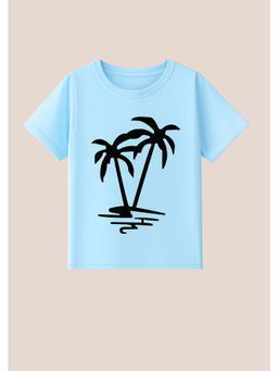 BLUSHES - Cotton Knit Coconut Tree Printed T-Shirt Blue