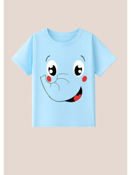 BLUSHES - Cotton Knit Elephant Printed T-Shirt Blue
