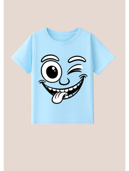 BLUSHES - Cotton Knit Funny Boy Printed T-Shirt Blue