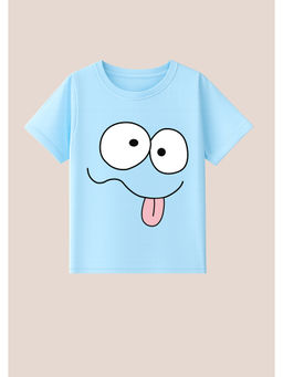 BLUSHES - Cotton Knit Crazy Funny Boy Printed T-Shirt Blue