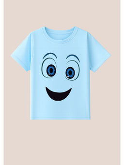 BLUSHES - Cotton Knit Smiley Boy Printed T-Shirt Blue
