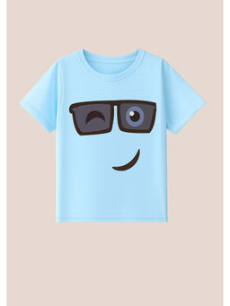 BLUSHES - Cotton Knit Winking Wonder Printed T-Shirt Blue
