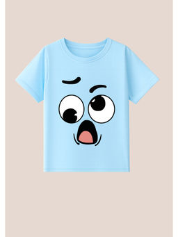 BLUSHES - Cotton Knit Googly Eyed Surprise Printed T-Shirt Blue