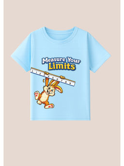 BLUSHES - Cotton Knit Measure Your Limits Text Printed T-Shirt Blue