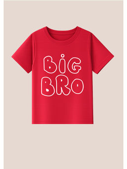 BLUSHES - Cotton Knit Big Bro Text Printed T-Shirt Red