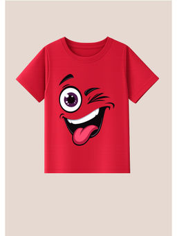 BLUSHES - Cotton Knit Crazy Boy Printed T-Shirt Red