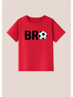 BLUSHES - Cotton Knit Br Football Text Printed T-Shirt Red