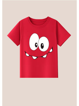 BLUSHES - Cotton Knit Funny Eyes Printed T-Shirt Red