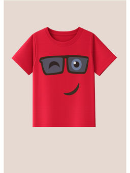 BLUSHES - Cotton Knit Winking Wonder Printed T-Shirt Red
