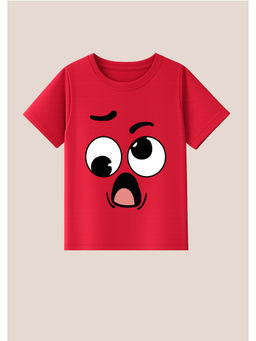 BLUSHES - Cotton Knit Googly Eyed Surprise Printed T-Shirt Red