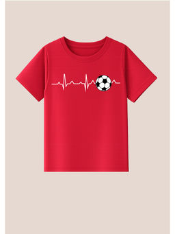 BLUSHES - Cotton Knit Football Printed T-Shirt Red
