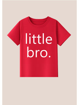 BLUSHES - Cotton Knit Little Bro Text Printed T-Shirt Red