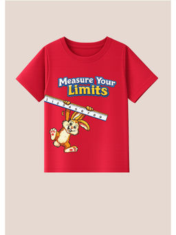 BLUSHES - Cotton Knit Measure Your Limits Text Printed T-Shirt Red