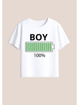 BLUSHES - Cotton Knit Boy Charged Text Printed T-Shirt White