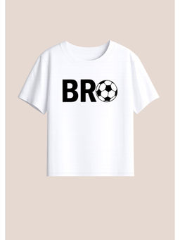 BLUSHES - Cotton Knit Br Football Text Printed T-Shirt White