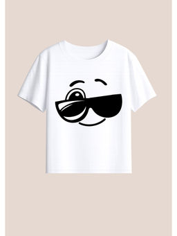 BLUSHES - Cotton Knit Cool Boy Printed T-Shirt White