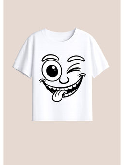 BLUSHES - Cotton Knit Funny Boy Printed T-Shirt White