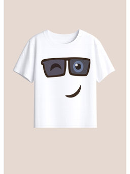 BLUSHES - Cotton Knit Winking Wonder Printed T-Shirt White