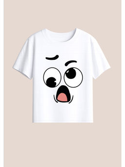 BLUSHES - Cotton Knit Googly Eyed Surprise Printed T-Shirt White