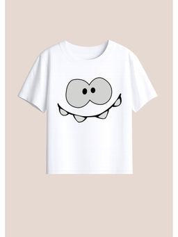 BLUSHES - Cotton Knit Hungry Monster Printed T-Shirt White