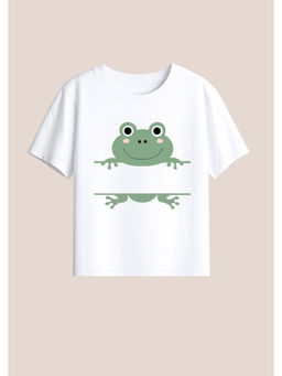 BLUSHES - Cotton Knit Frog Printed T-Shirt White