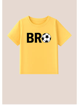 BLUSHES - Cotton Knit Br Football Text Printed T-Shirt Yellow
