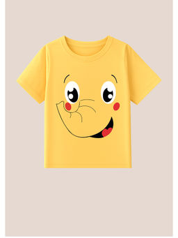 BLUSHES - Cotton Knit Elephant Printed T-Shirt Yellow
