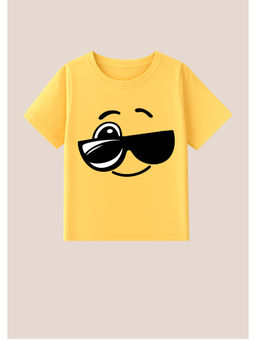 BLUSHES - Cotton Knit Cool Boy Printed T-Shirt Yellow