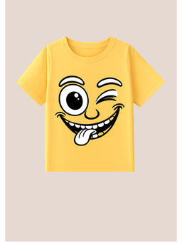BLUSHES - Cotton Knit Funny Boy Printed T-Shirt Yellow