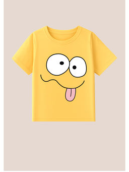 BLUSHES - Cotton Knit Crazy Funny Boy Printed T-Shirt Yellow