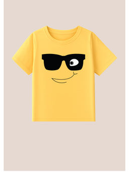 BLUSHES - Cotton Knit Cool Attitude Printed T-Shirt Yellow
