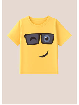 BLUSHES - Cotton Knit Winking Wonder Printed T-Shirt Yellow