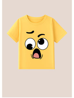BLUSHES - Cotton Knit Googly Eyed Surprise Printed T-Shirt Yellow