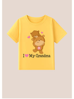 BLUSHES - Cotton Knit I Love My Grandma Text Printed T-Shirt Yellow