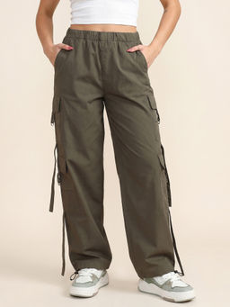 JUNEBERRY - Grey Solid Woven Straight Fit Trouser