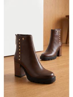 EL PASO - Women's Brown Faux Leather Casual Chelsea Boots