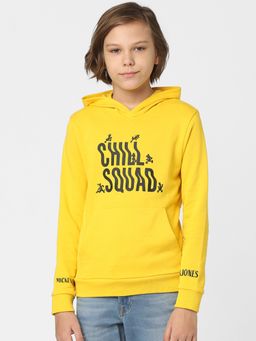 Jack & Jones Junior - Boys Yellow Text Print Sweatshirt