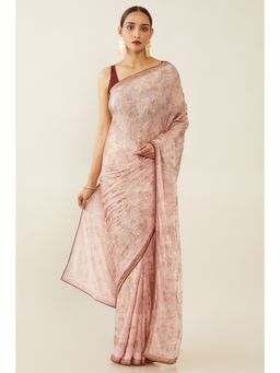 Soch - Women Pink Saree with Unstitched Blouse