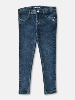 CRIMSOUNE CLUB - Girls Blue Printed Jeans