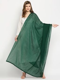 Dupatta Bazaar - Womens Bottle Green Cotton Dupatta