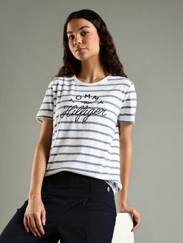 Tommy Hilfiger - Blue Stripes Regular Fit Cotton T-Shirt
