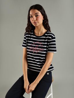 Tommy Hilfiger - Black Stripes Regular Fit Cotton T-Shirt