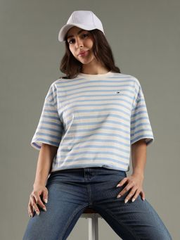 Tommy Hilfiger - Blue Stripes Regular Fit Cotton T-Shirt