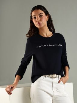 Tommy Hilfiger - Navy Blue Logo Regular Fit Cotton T-Shirt