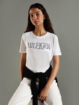 Tommy Hilfiger - White Logo Regular Fit Cotton T-Shirt