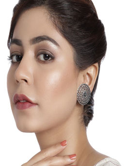Accessher - Oxidized Silver Fancy Stud Earrings For Women And Girls
