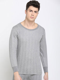 Dixcy Scott - Mens Thermal-extra Warm Round-neck Long Sleeves T-shirt Grey