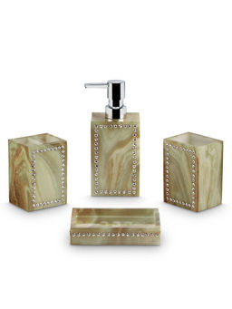 Freelance - Soho Premium Polyresin 4 Pcs Bathroom Set-Dispenser Holder Tumbler & Soap Dish